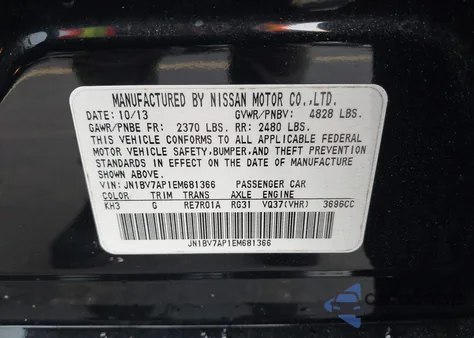 2014 Infiniti Q50 z USA, uszkodzony, nr VIN JN1BV7AP1EM681366